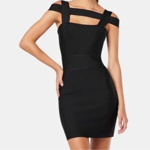 Elliatt Black Asymmetrical Bodycon Mini Dress